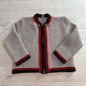 Kids Trachten St. Peter's Knit Sweater Gray Red Green Full‎ Zip